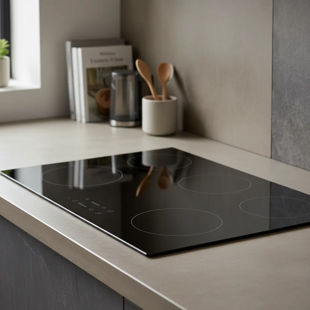 GE JP5036SLSS ceramic cooktop with Schott Ceran glass showing clean surface after 60-day test period
