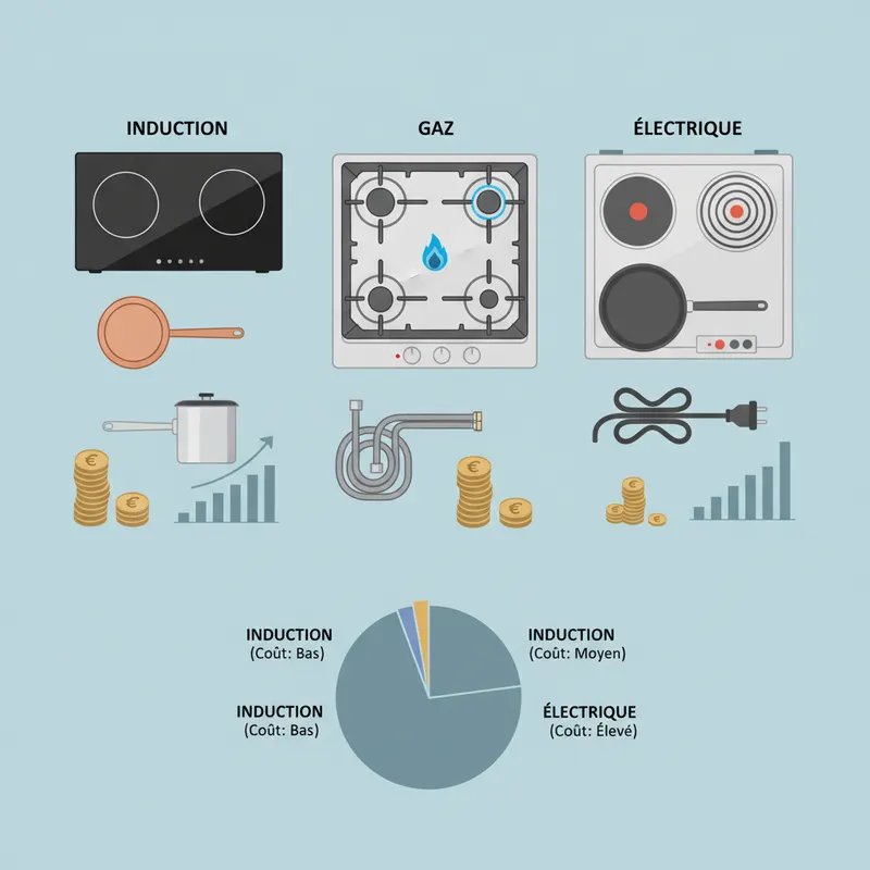 Induction vs Gas vs Electric cooktop comparison — detail