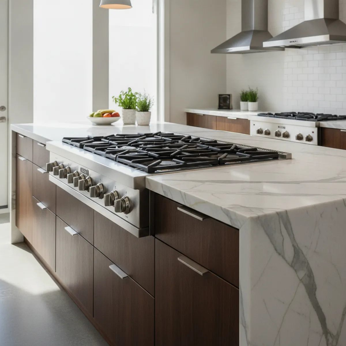 Viking professional gas cooktop installed in a luxury kitchen