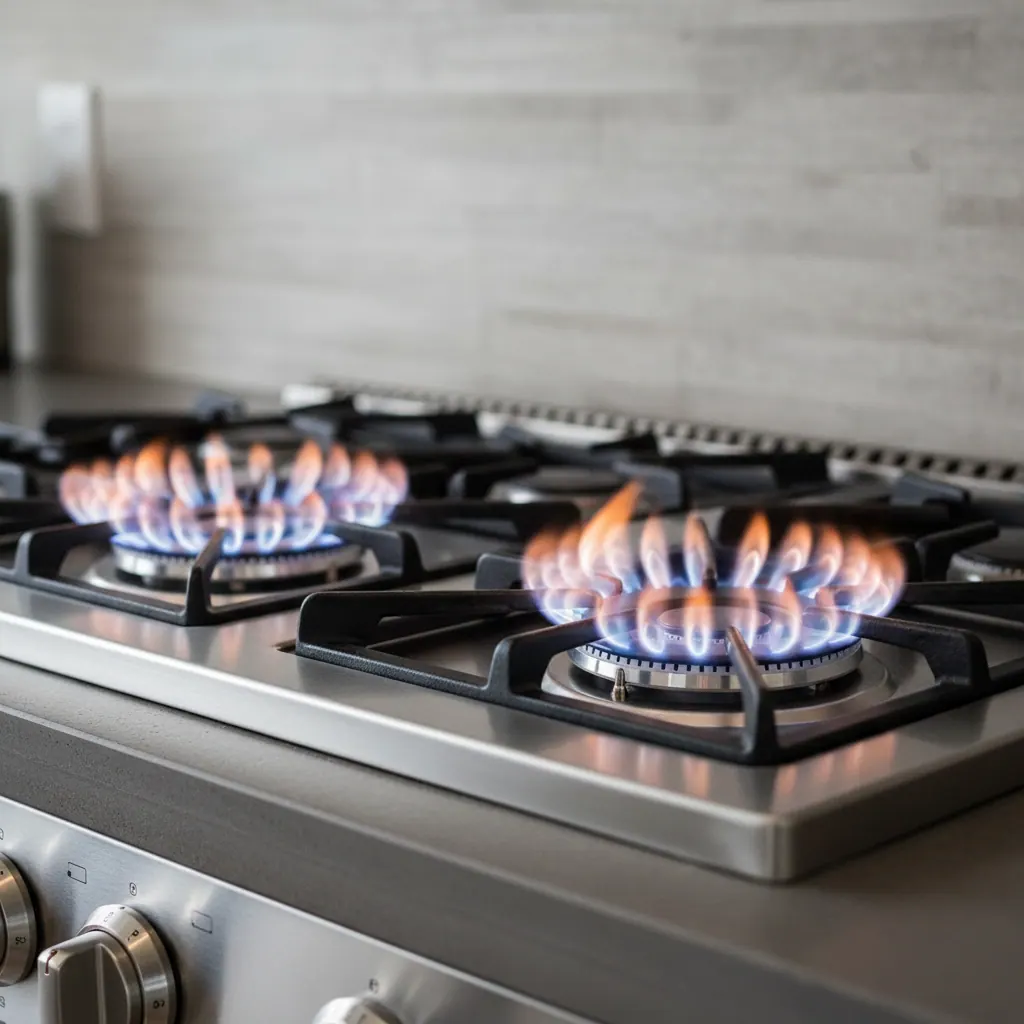 Wolf CG365P/S dual-stack burner flame pattern versus Thermador PCG365WS Star burner flame pattern comparison
